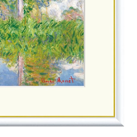 ★ モネ 「陽を浴びるポプラ並木」 額入り 複製画 高精彩工芸画 額絵 額装画 名画 レプリカ 透明アクリル 印象派 J1-228 【納期：約1週間】