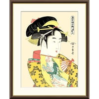 ● 喜多川歌麿 「道成寺」額入り 複製画 高精彩工芸画 額装画 浮世絵 大首絵 名画 レプリカ 人物 美人画 錦絵 木版 当世踊子揃 娘道成寺 J5-G008 【納期：1週間】