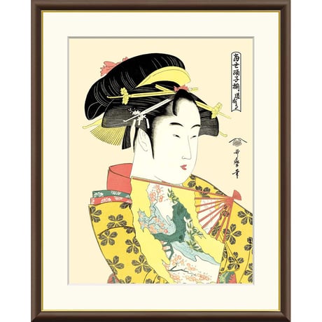 ● 喜多川歌麿 「道成寺」額入り 複製画 高精彩工芸画 額装画 浮世絵 大首絵 名画 レプリカ 人物 美人画 錦絵 木版 当世踊子揃 娘道成寺 J5-G008 【納期：1週間】