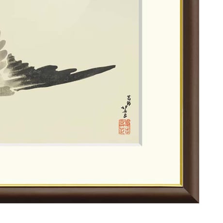 ● 葛飾北斎 「月の前を飛ぶ雁」 額入り 複製画 高精彩工芸画 額装画 風景画 動物 名画 レプリカ 浮世絵 原画は肉筆画  スミソニアン フリーア美術館所蔵 J2-140 【納期：約1週間】