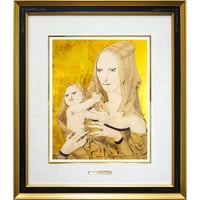 版画　藤田嗣治 「聖母子 Maternite」 シルクスクリーン ミクストメディア　額付き　F6号相当　Foujita　真作保証　YE382