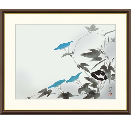 ● 速水御舟 「牽牛花」 額入り 複製画 高精彩工芸画 額装画 日本画 名画 レプリカ 静物画 花鳥図 朝顔 あさがお 夏 メナード美術館（愛知）所蔵 J2-109 【納期：約1週間】