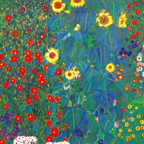 クリムト 「ひまわりの咲く農家の庭」 額入り 複製画 高精彩工芸画  額装画  レプリカ ウィーン分離派 風景画 J1-072 【納期：約1週間】
