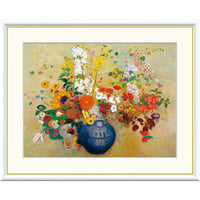 オディロン・ルドン 「花」額入り 複製画 高精彩工芸画  額装画 レプリカ 象徴主義 静物画 花瓶 シュールレアリスム J1-155 【納期：約1週間】