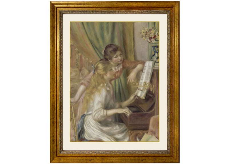ピアノを弾く娘たちピエール＝オーギュスト・ルノワール額入り 複製画