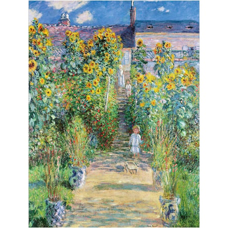 ★ モネ 「ヴェトゥイユのモネの庭」 額入り 複製画 高精彩工芸画 額絵 額装画 名画 レプリカ 透明アクリル 印象派 J1-230 【納期：約1週間】