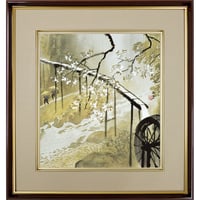 【色紙額】 川合玉堂「暮春の雨」 額入り 日本画の名作 高精彩工芸画 複製画 風景画 レプリカ  絵画 美術品 アート 晩春 K10-020