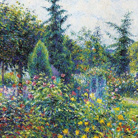 ピサロ 「オクターヴ・ミルボーの庭、テラス、レ・ダン」 額入り 複製画 高精彩工芸画  額装画 レプリカ 印象派 J1-090 【納期：約1週間】