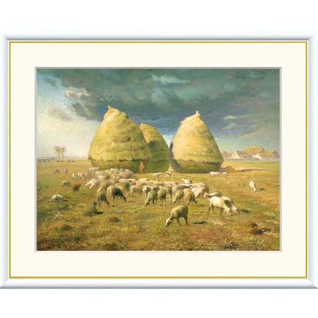 ★ ミレー 「秋、積み藁」 額入り 複製画 高精彩工芸画 額絵 額装画 名画 レプリカ 透明アクリル バルビゾン派 農民画 J1-018 【納期：約1週間】