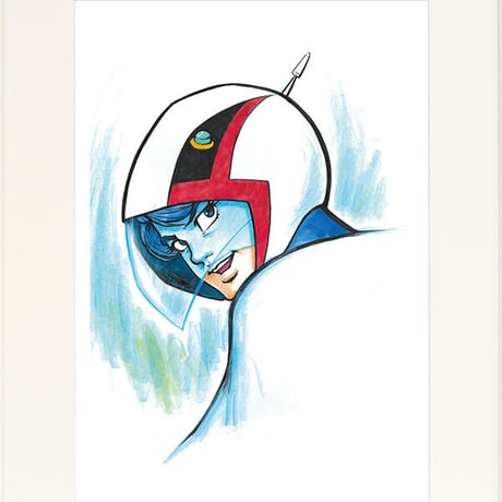 タツノコプロ監修 「ガッチャマン1 号 大鷲の健 cool 」 ジークレー版画 額入り 複製画 1972年TV放映 昭和のテレビアニメ 吉田すずか レトロ 科学忍者隊 【半切】【C6347】