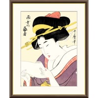 ● 喜多川歌麿 「西国の芸者」額入り 複製画 高精彩工芸画 額装画 浮世絵 大首絵 名画 レプリカ 人物 美人画 錦絵 木版 J5-G005 【納期：1週間】