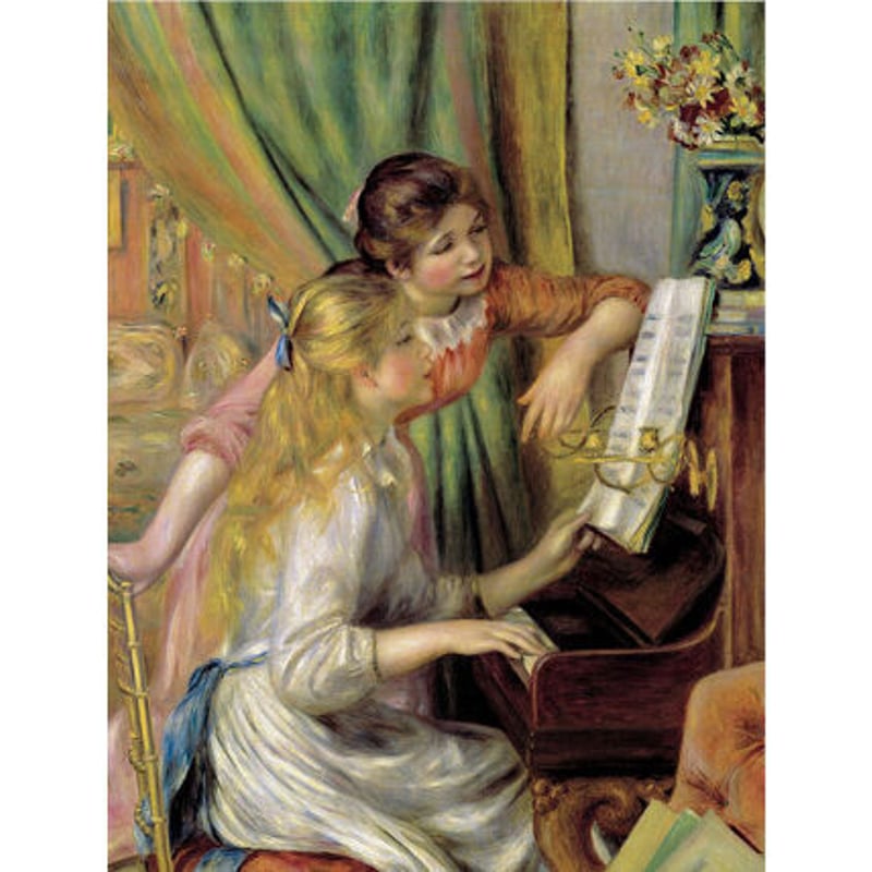 世界の名画】 ルノワール 『ピアノに寄る少女たち』 F6号 複製画 額 