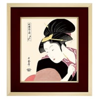 【色紙額】 喜多川歌麿「深く忍恋」歌撰恋之部 額入り 美人画 複製色紙 特殊工芸画 江戸の浮世絵 錦絵 木版画  大首絵 模写 レプリカ K3-034