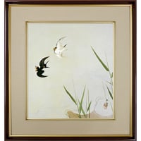 【色紙額】 川合玉堂「飛燕」額入り 日本画の名作 高精彩工芸画 複製画 風景画 レプリカ  絵画 美術品 アート 夏 野鳥 K10-025