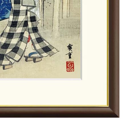 ● 歌川広重 「高輪茶屋美人図」 額入り 複製画 高精彩工芸画 額装画 肉筆浮世絵 名画 レプリカ 人物 美人画 錦絵 着物の女性 J2-151 【納期：1週間】