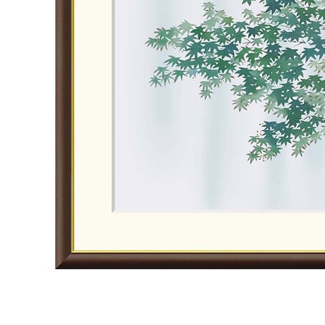 ● 横山大観 「緑雨」 額入り 複製画 高精彩工芸画 額装画 日本画 名画 レプリカ 花鳥風月 青紅葉 かえで 初夏 野鳥 足立美術館（島根）所蔵 J2-008 【納期：約1週間】