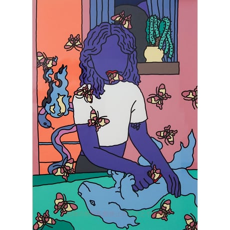 版画　オートモアイ 「Untitled」 シルクスクリーン　額付き　2022年　OIL by 美術手帖 ARTWORKS　モダンアート　現代美術　人物画　Auto Moai　真作保証