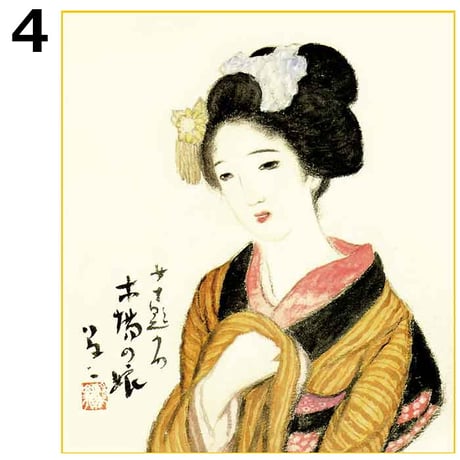 【色紙】 竹久夢二 全7種 特色工芸色画 複製画 日本画 名画 レプリカ 美人画 大正ロマン 女十題 長崎十二景 ゆうパケット発送【納期：在庫あり】