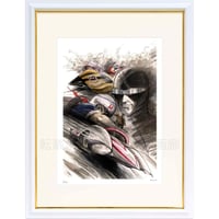 タツノコプロ監修 「マッハGoGoGo 3」(特大) ジークレー版画 額入り 複製画 昭和のテレビアニメ 1967年TV放映 カーレース 【大全紙】【C8037】