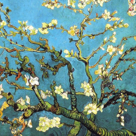 ＊ ゴッホ 「花咲くアーモンドの枝」 F6号　額入り　複製画　静物画　ジクレー　透明ジェル加工　透明アクリル　後期印象派 【世界の名画】