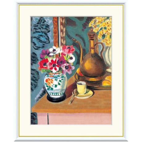 アンリ・マティス 「花とコーヒーカップ」 額入り 複製画 高精彩工芸画 額絵 額装画 アート レプリカ 透明アクリル 表現主義 フォーヴィズム マチス J1-099 【納期：約1週間】