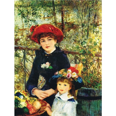 ＊ ルノワール 「テラスにて」 F6号　額入り　複製画　名画額縁　人物画　ジクレー　透明ジェル加工　透明アクリル  二人の姉妹　印象派 【世界の名画】