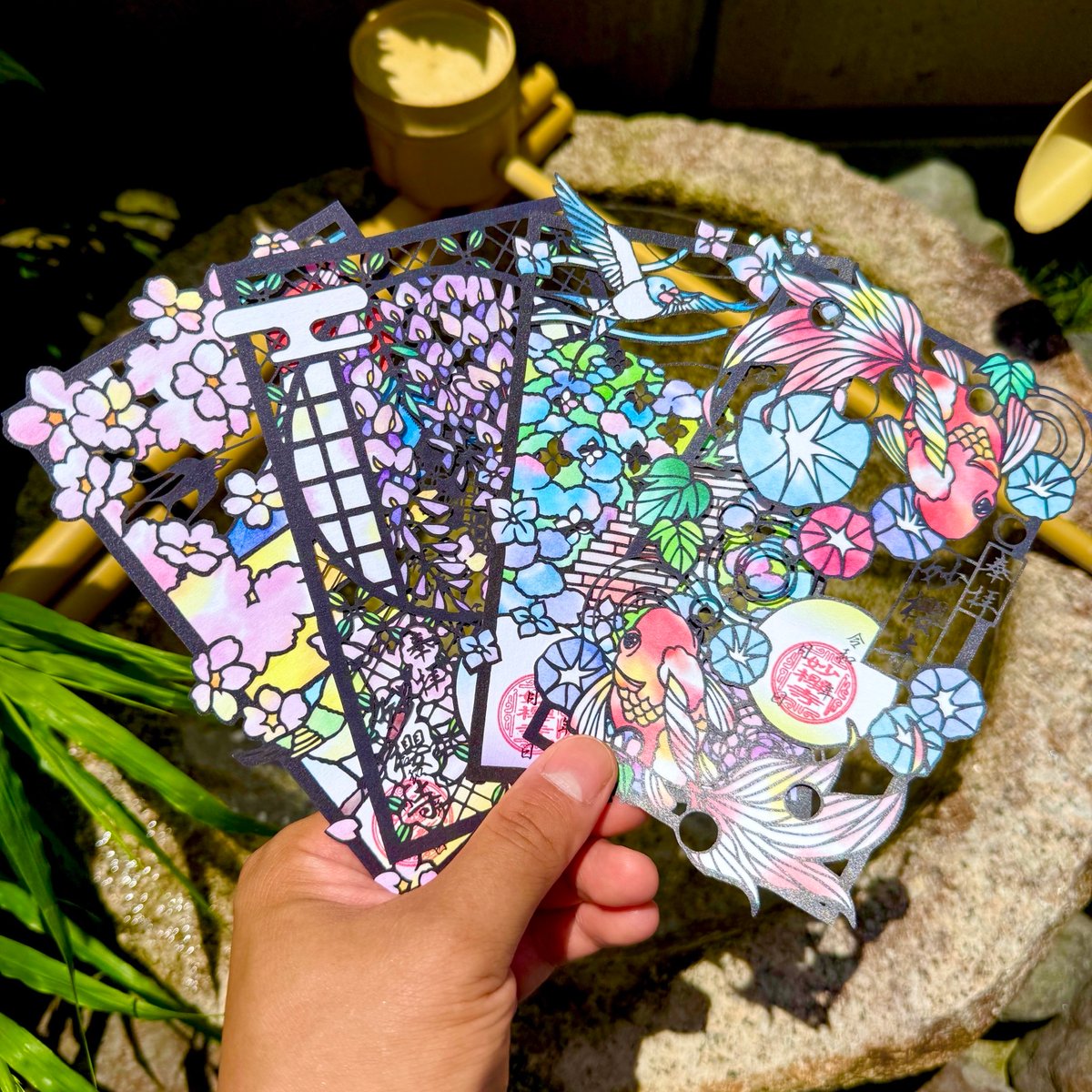 切り絵御朱印 金魚と朝顔 | 妙 櫻 寺