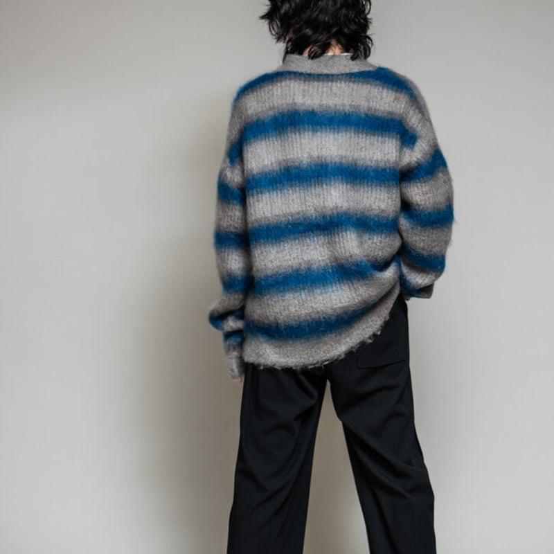 MOHAIR BORDER KNIT CARDIGAN （gray） | kuonbyrinq 