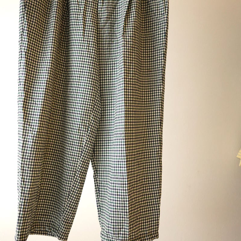 90s wide check Slacks チェックスラックス 90s Gingham Check Wide Slacks | kuonbyrinq's STORE