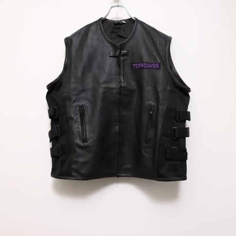 Oversized leather vest "Black" [@zastin_tcp]