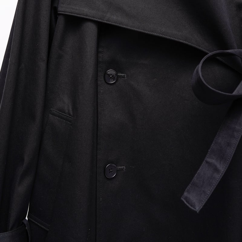KEISUKE YOSHIDA> Belted Trench Coat , Black | KEISUKE YOSHIDA> Belted Trench Coat , Black |