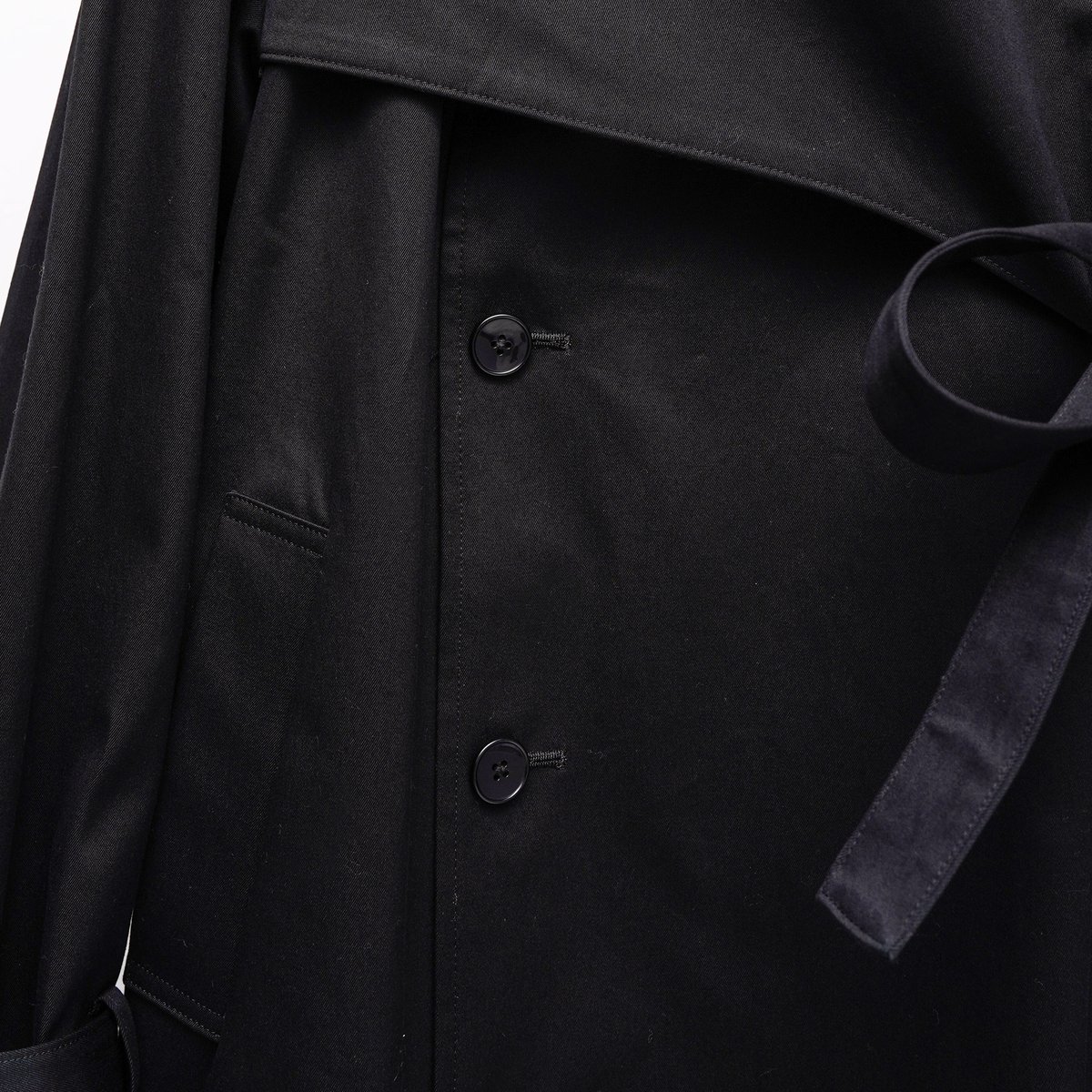 KEISUKE YOSHIDA> Belted Trench Coat , Black | ...