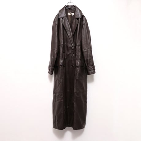 Double-breasted leather maxi coat "Brown" [@zastin_tcp]