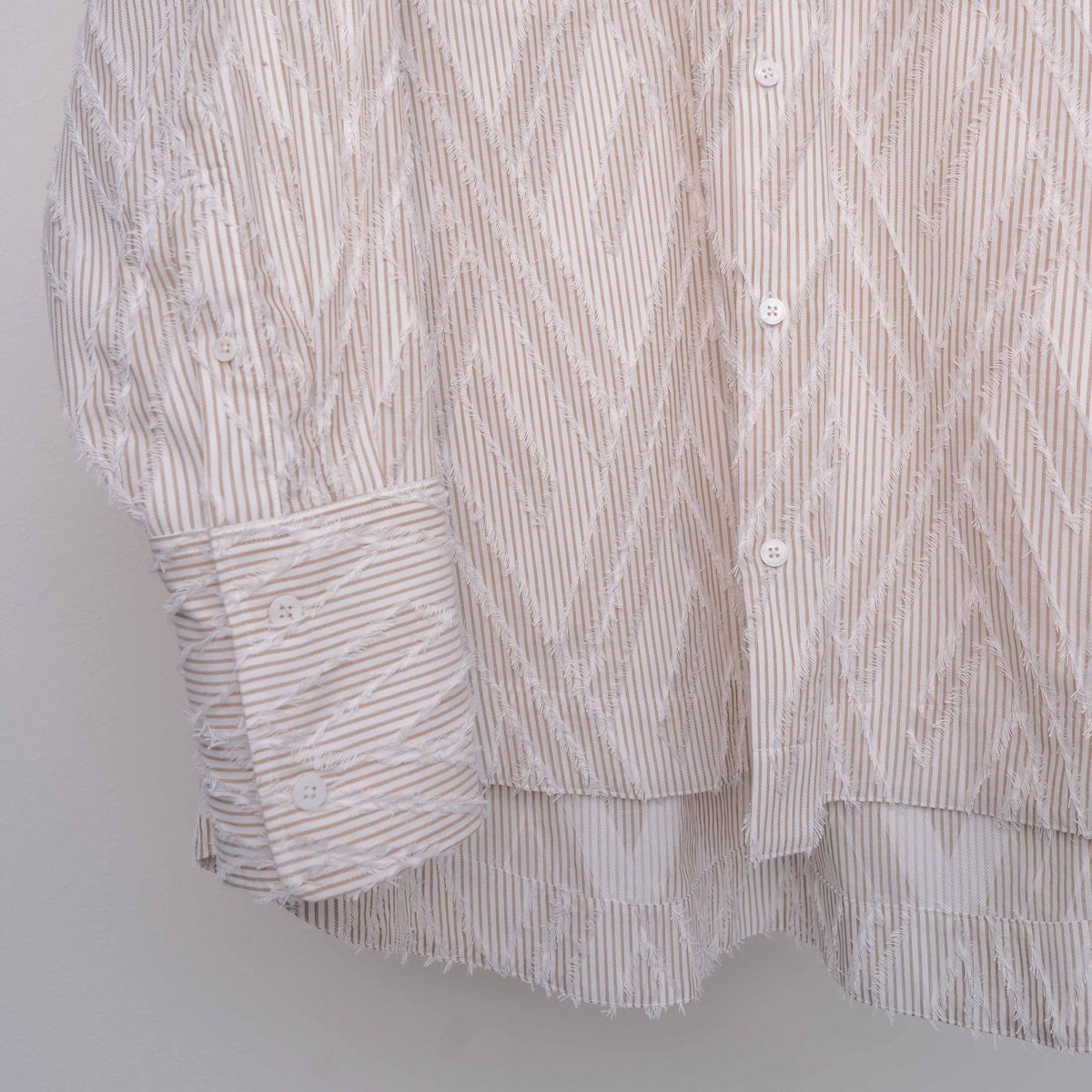 慈雨　ジャガード　ウール　フリンジ？ SOL> JACQUARD FRINGE SHIRT | kuonbyrinq's STORE