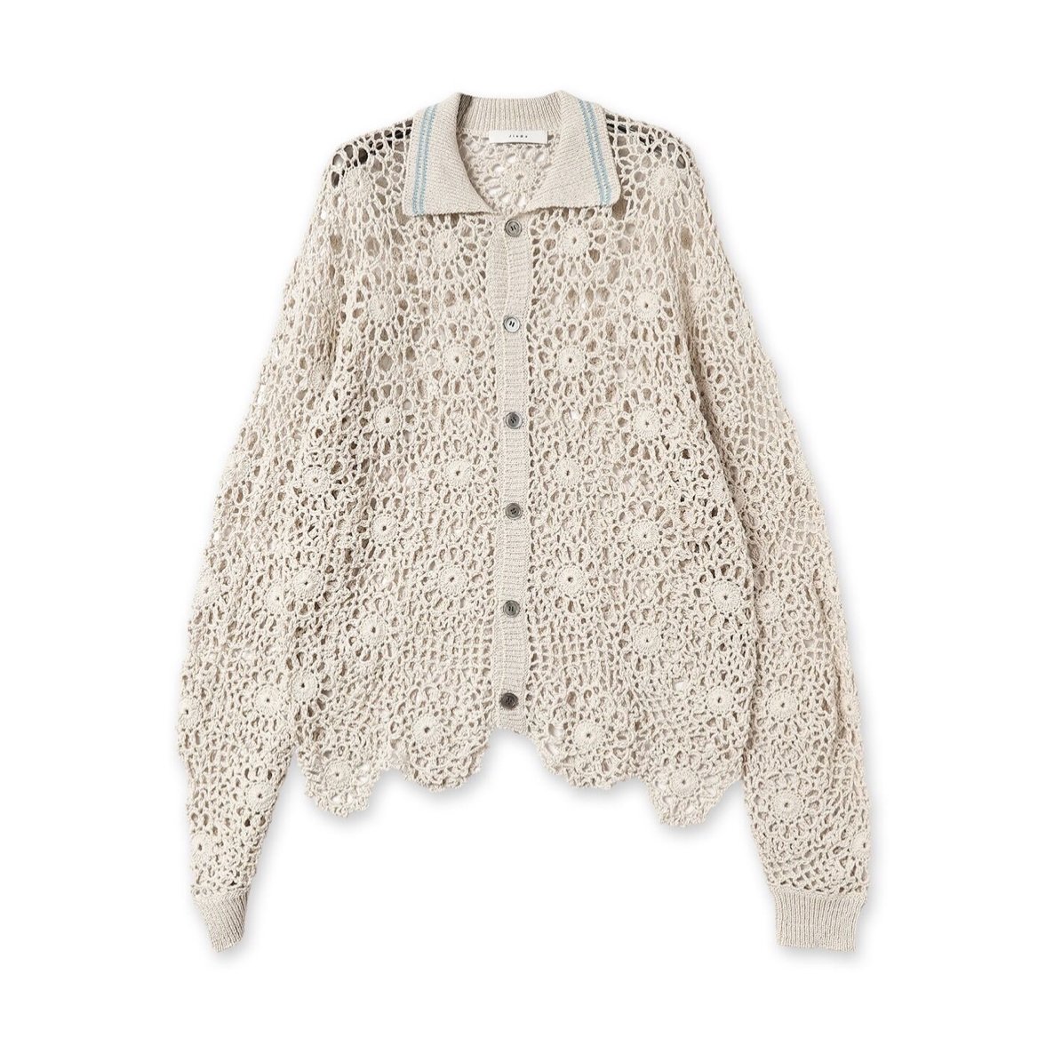 JieDa> FLOWER HAND KNITTING CARDIGAN , Ivory |