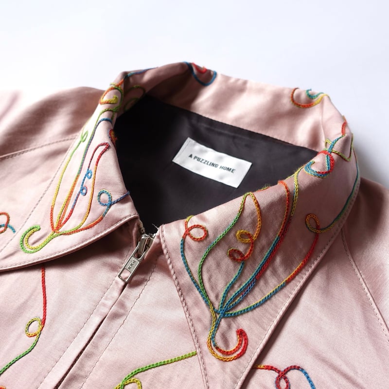 A PUZZLING HOME 】RAINBOW EMBROIDERY WESTERN JACKET - black楽天