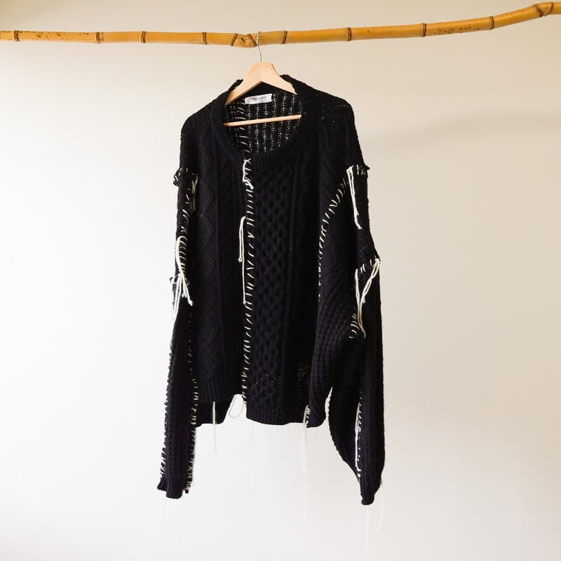 Fisherman Collage Knit / BLK | kuonbyrinq's STORE