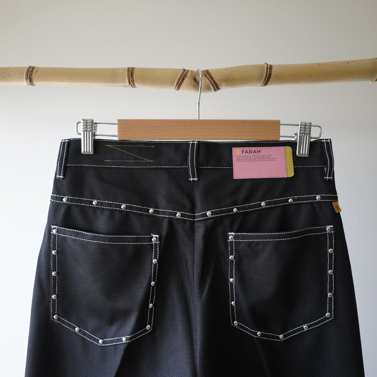 FARAH' Studs Wide Flare Pants（Black） | kuonbyr