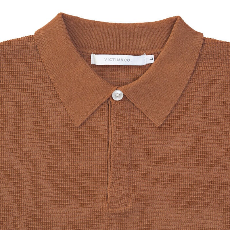 （【VICTIM】（ハイゲージワッフルBigシルエットPOLO SHIRTS） VICTIM> WAFFLE BIG POLO SHIRTS -BLACK- | kuonb