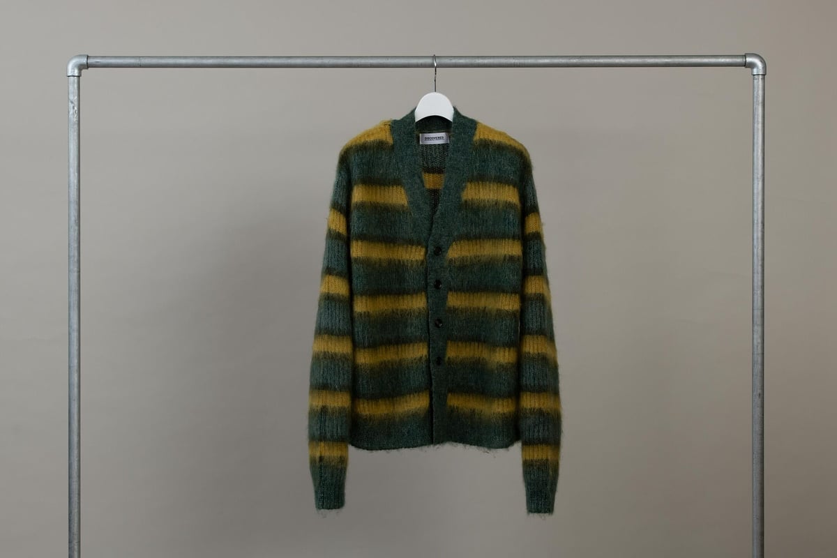 MOHAIR BORDER KNIT CARDIGAN （green） | kuonbyrin