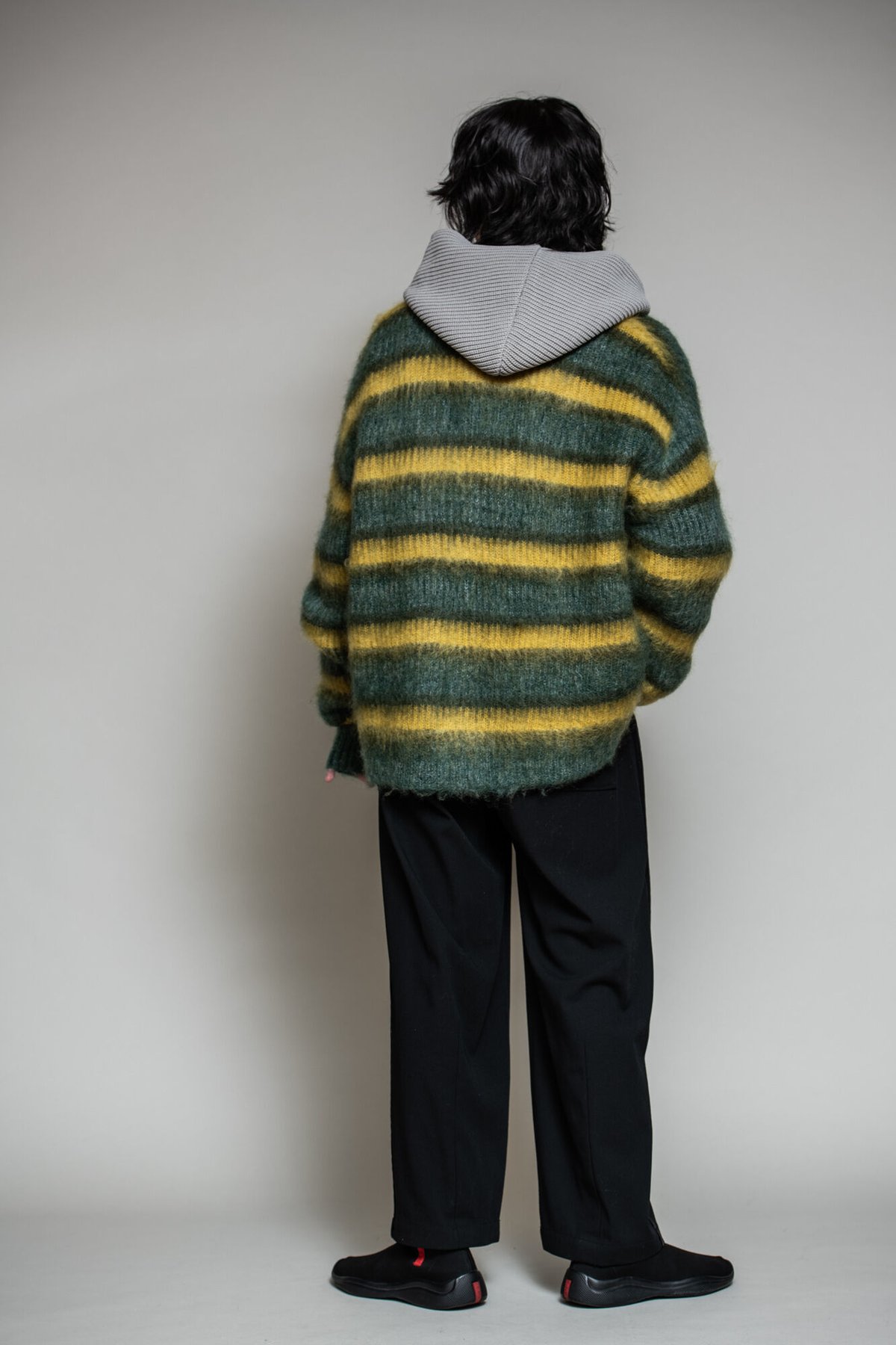 MOHAIR BORDER KNIT CARDIGAN （green） | kuonbyrin