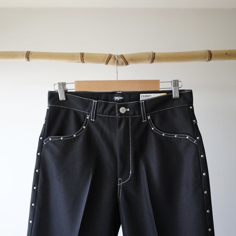 FARAH' Studs Wide Flare Pants（Black） | kuonbyr
