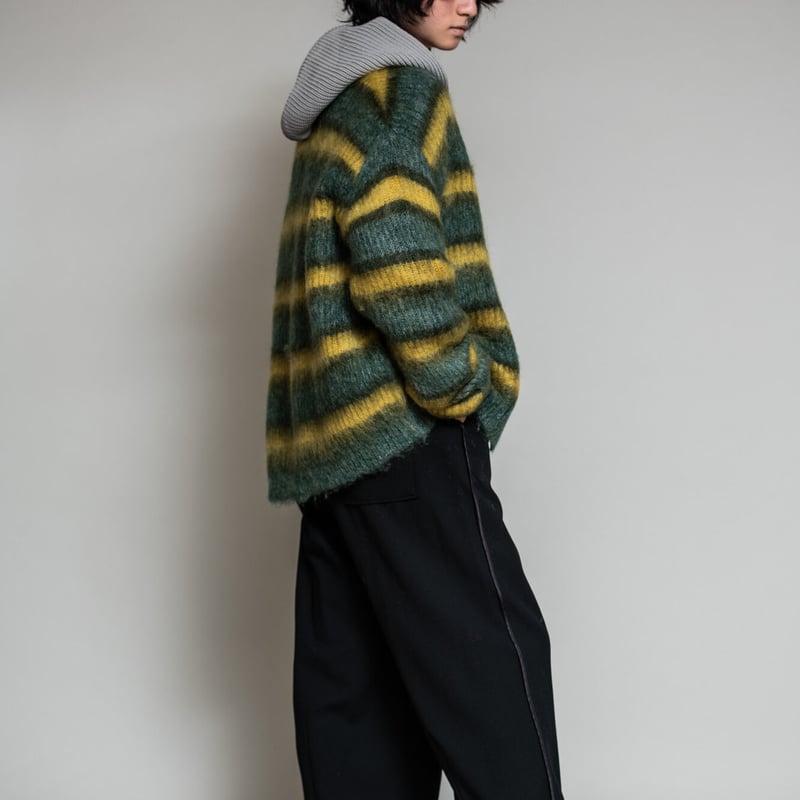 MOHAIR BORDER KNIT CARDIGAN （green） | kuonbyrin