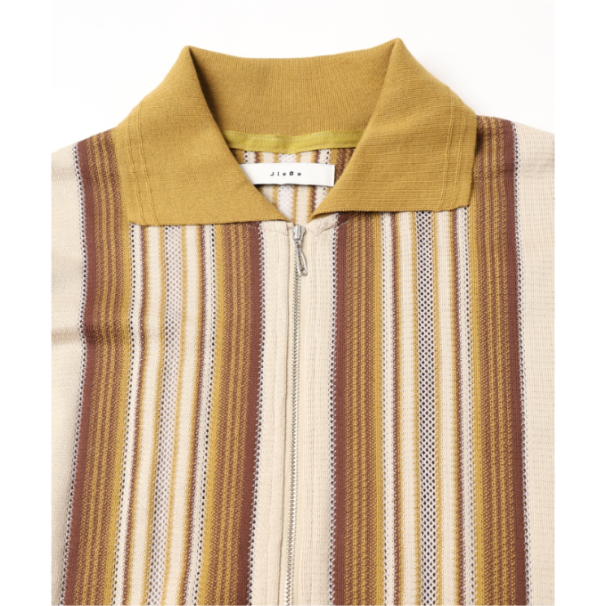 JieDa> STRIPE SHIRT CARDIGAN -BEIGE- | kuonbyr