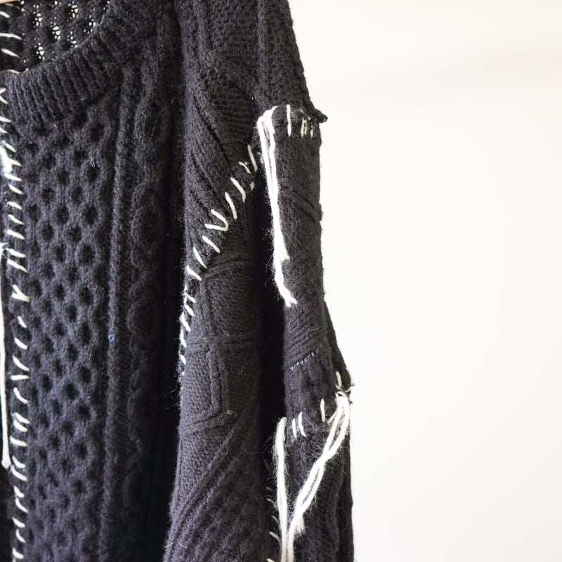 Fisherman Collage Knit / BLK | kuonbyrinq's STORE