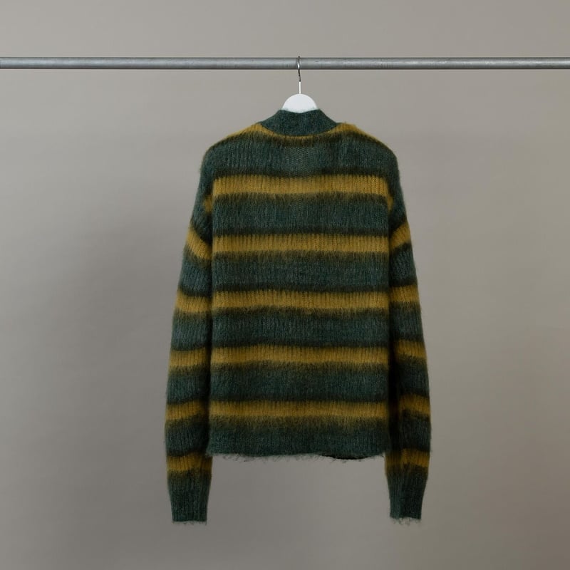 MOHAIR BORDER KNIT CARDIGAN （green） | kuonbyrin