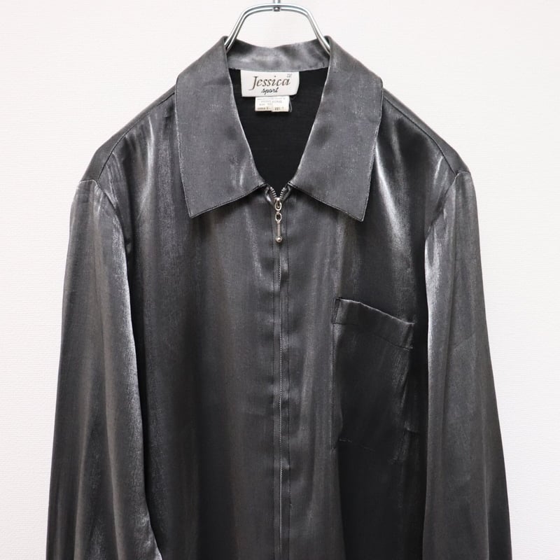 Satin zip shirt jacket 