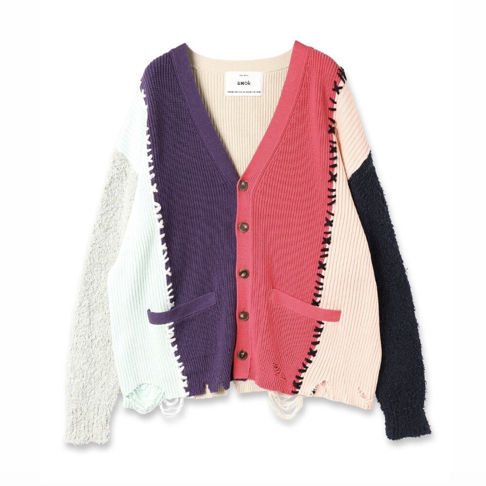 アモク　AMOK multi docking cardigan カーディガン amok> MULTI DOCKING CARDIGAN ORANGE×GRAY (BLAC