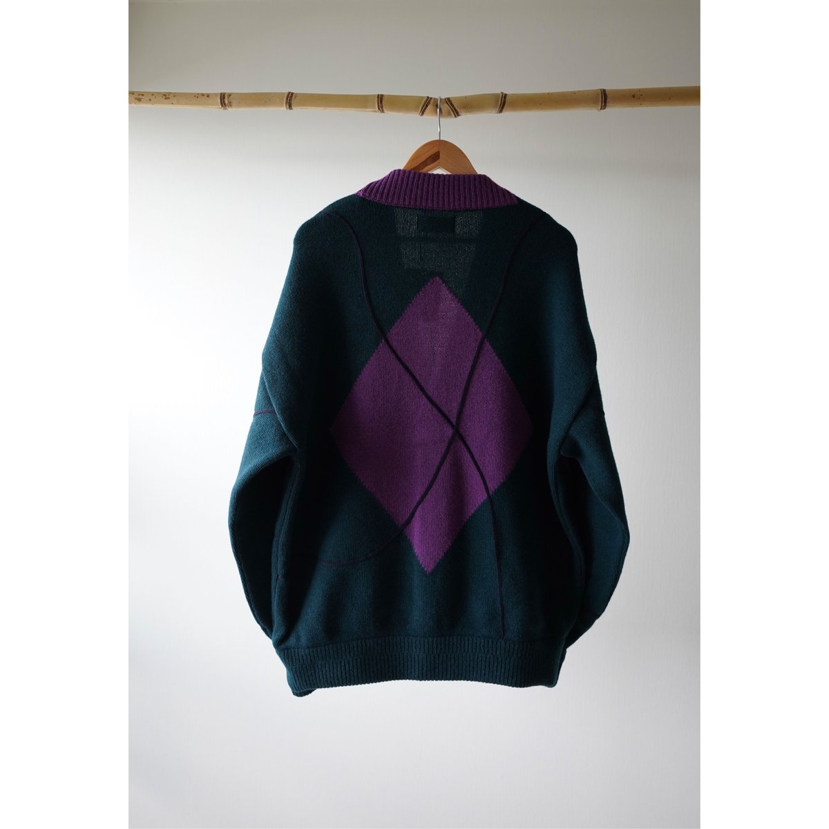 Strain argyle cardigan（D.GRN） | kuonbyrinq
