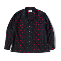 EMBROIDERY HEART WORK SHIRTS - BLACK